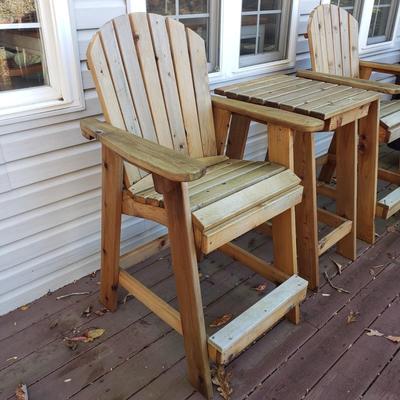 Pair of Wooden Captain Chairs and Table (UD-KD)