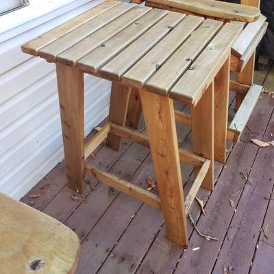 Pair of Wooden Captain Chairs and Table (UD-KD)