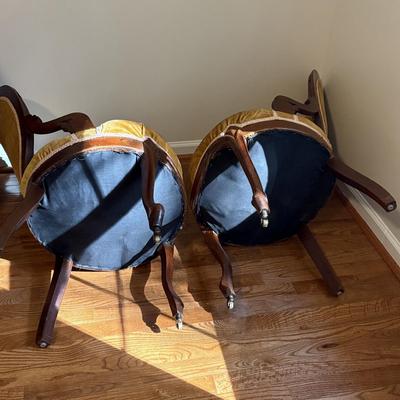 Set of Gold Velvet Parlor Chairs (HB-SF)