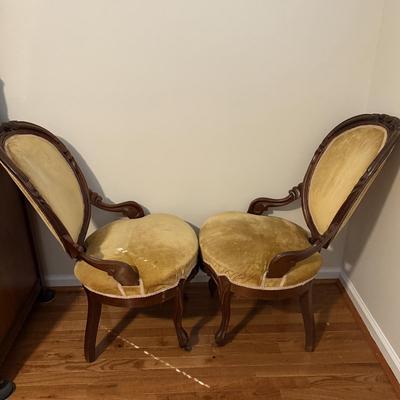 Set of Gold Velvet Parlor Chairs (HB-SF)