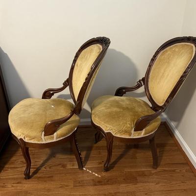 Set of Gold Velvet Parlor Chairs (HB-SF)