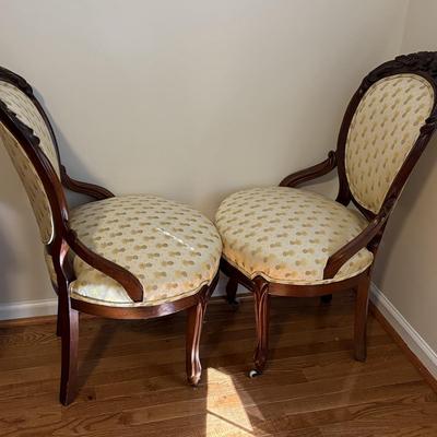 Set of Pineapple Patterned Upholstered Parlor Chairs (HB-SF)