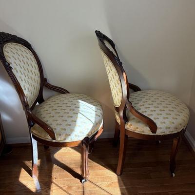 Set of Pineapple Patterned Upholstered Parlor Chairs (HB-SF)