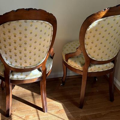 Set of Pineapple Patterned Upholstered Parlor Chairs (HB-SF)