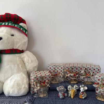 Porcelain carousel and Santa bear