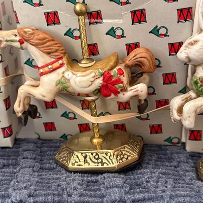 Porcelain carousel and Santa bear