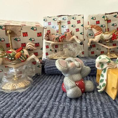 Porcelain carousel and Santa bear