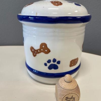 Dog biscuit jar with S&P shakers and small baby teeth holder