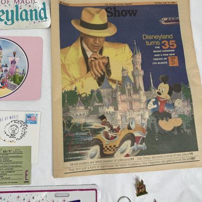 Sale Photo Thumbnail #145: Collectible lot includes newspaper handout, pin-on button, license plate, key fobs, pen, number sticker, and more. See photos for what's included.