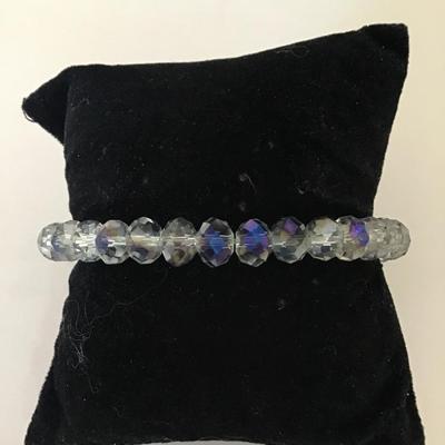 Crystal/glass faceted stretch bracelet