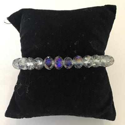 Crystal/glass faceted stretch bracelet