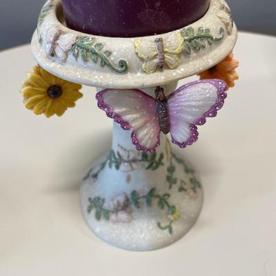 Boyd’s Bears decor and butterfly candle holder