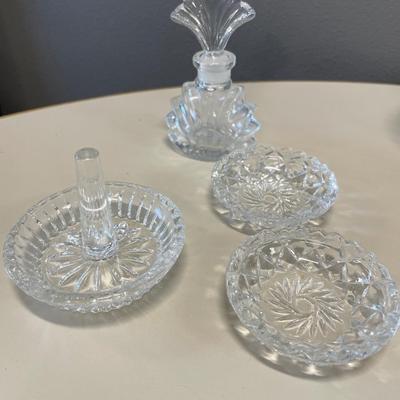Small clear glass vanity items