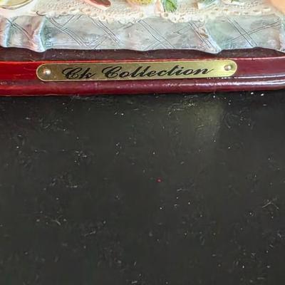 CK Collection Glass-Back Tea Service Quartz Clock — Hand-Painted Roses & Lemons Still Life