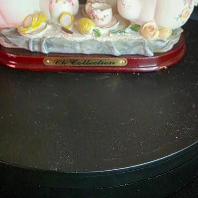 CK Collection Glass-Back Tea Service Quartz Clock — Hand-Painted Roses & Lemons Still Life