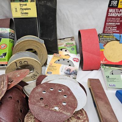Assortment of Sanding Paper, Blocks, Pads, Belts, Rolls & Steel Wool (DG-JS)