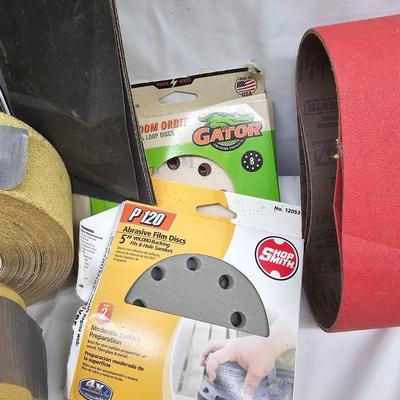 Assortment of Sanding Paper, Blocks, Pads, Belts, Rolls & Steel Wool (DG-JS)