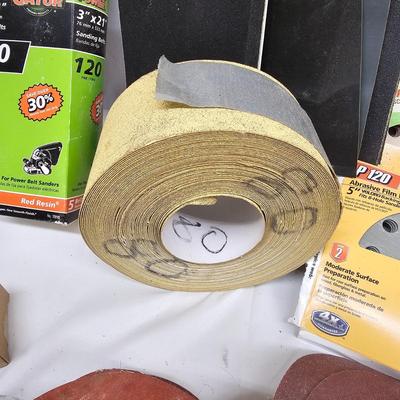 Assortment of Sanding Paper, Blocks, Pads, Belts, Rolls & Steel Wool (DG-JS)