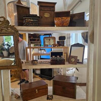 Antique boxes, caddies and inkwells