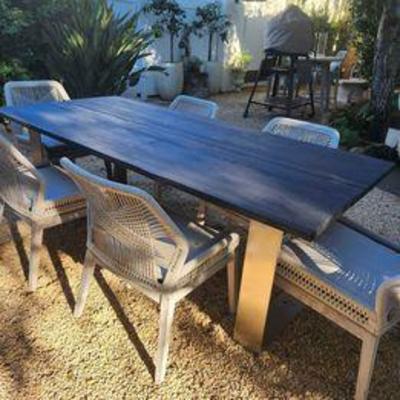 large indoor dining table $899 brushed steel legs