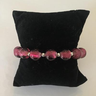 Cranberry glass bead stretch Bracelet