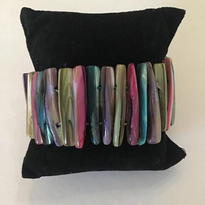 Vintage Multicolored abalone Shell stretch bracelet