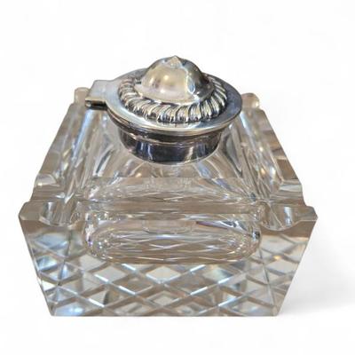 Crystal and sp vintage inkwell $225