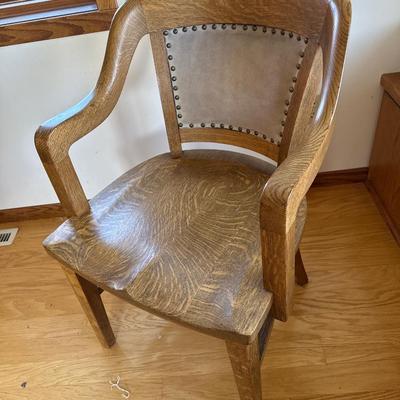 Beautiful Wood Chair with leather back
