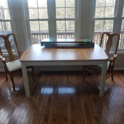 Wooden Table, Two Leaves and Two Chairs (D-KD)