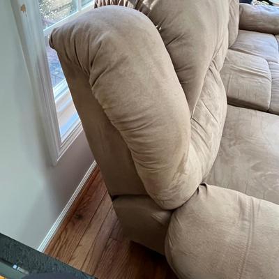Tan Microfiber Sofa with Reclining Seats (D-BC)