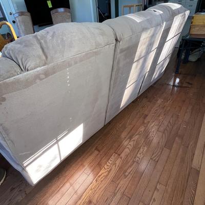 Tan Microfiber Sofa with Reclining Seats (D-BC)