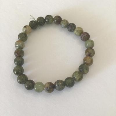 Sage green healing gemstone bead stretch bracelet