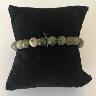 Sage green healing gemstone bead stretch bracelet