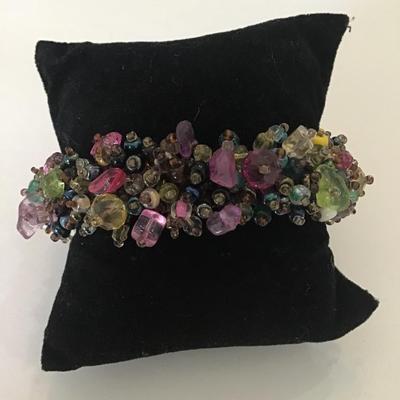 Beautifully handcrafted multicolored healing stone chip bead bracelet