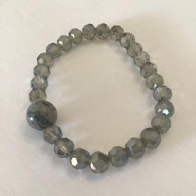 Stone and crystal bead stretch bracelet