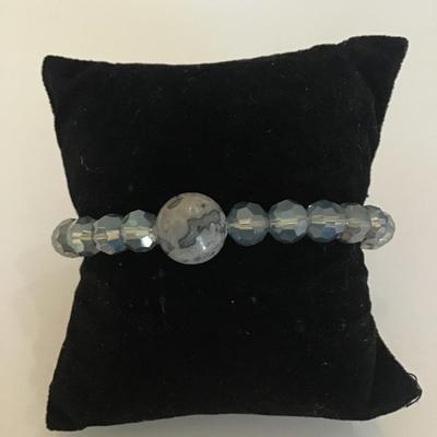 Stone and crystal bead stretch bracelet