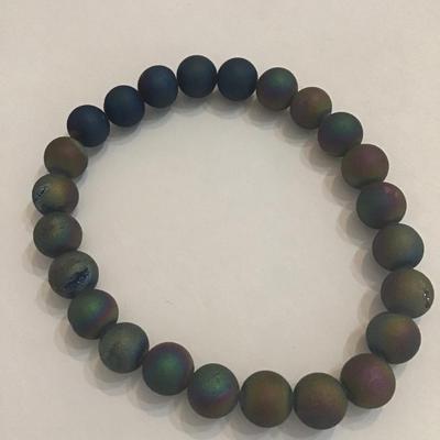 Rainbow druzy agate stretch bracelet