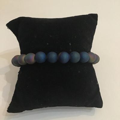 Rainbow druzy agate stretch bracelet