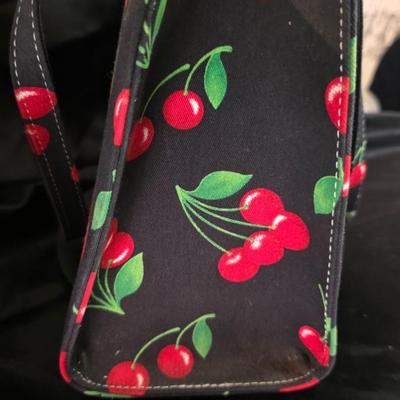 Kate Spade New York “Cherry Lane” Canvas Tote – Black with Red Cherry Print (Brand New)