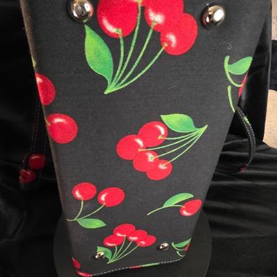 Kate Spade New York “Cherry Lane” Canvas Tote – Black with Red Cherry Print (Brand New)