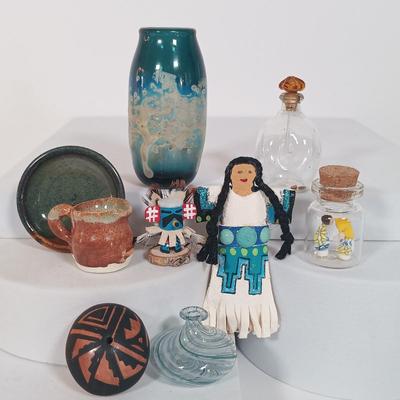 LOT 4: Miniatures - Stone Polar Bear and Beaver, Glass Vase & More