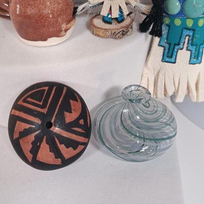 LOT 4: Miniatures - Stone Polar Bear and Beaver, Glass Vase & More