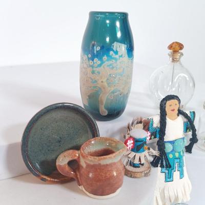 LOT 4: Miniatures - Stone Polar Bear and Beaver, Glass Vase & More