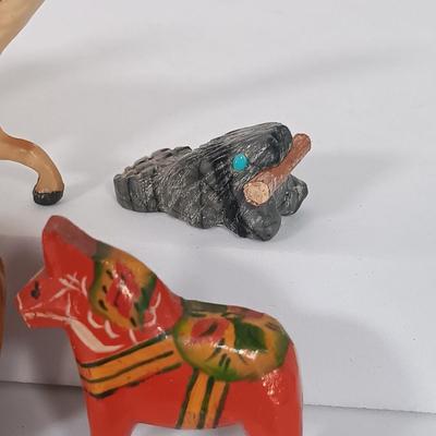 LOT 4: Miniatures - Stone Polar Bear and Beaver, Glass Vase & More