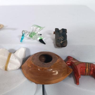LOT 4: Miniatures - Stone Polar Bear and Beaver, Glass Vase & More