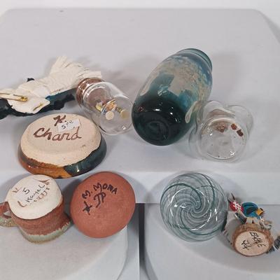 LOT 4: Miniatures - Stone Polar Bear and Beaver, Glass Vase & More