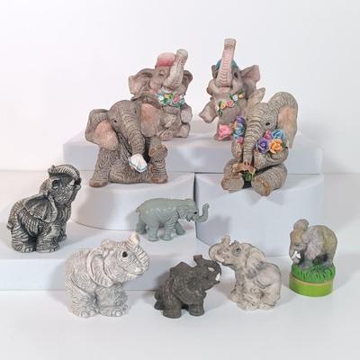 LOT 5: Collection of Elephant Themed Miniatures and Decor