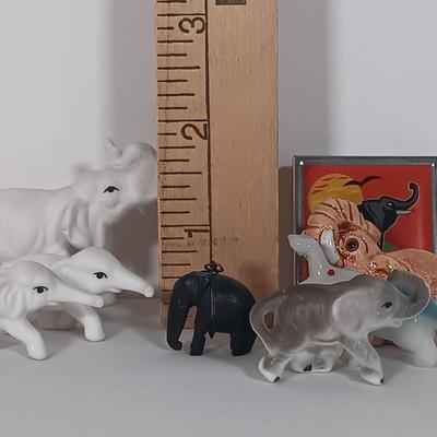 LOT 5: Collection of Elephant Themed Miniatures and Decor