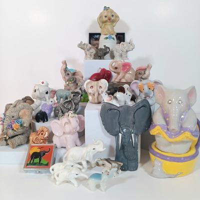 LOT 5: Collection of Elephant Themed Miniatures and Decor