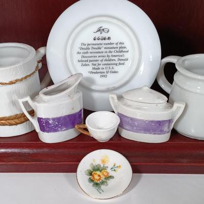 LOT 10: Miniature Porcelain with Display Cabinet